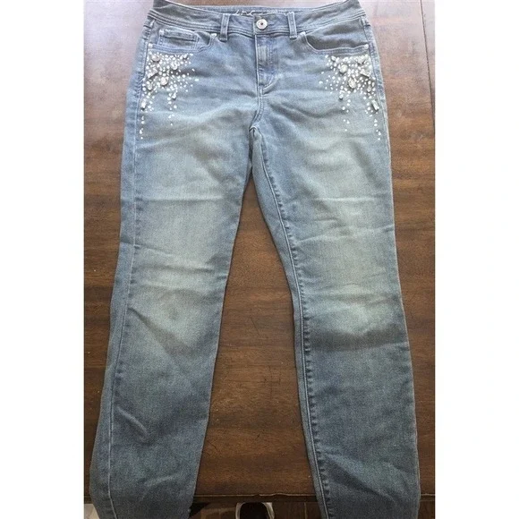 NWOT INC 10 Rhinestone Skinny Leg Regular Fit Jeans 127561 - Picture 6 of 7
